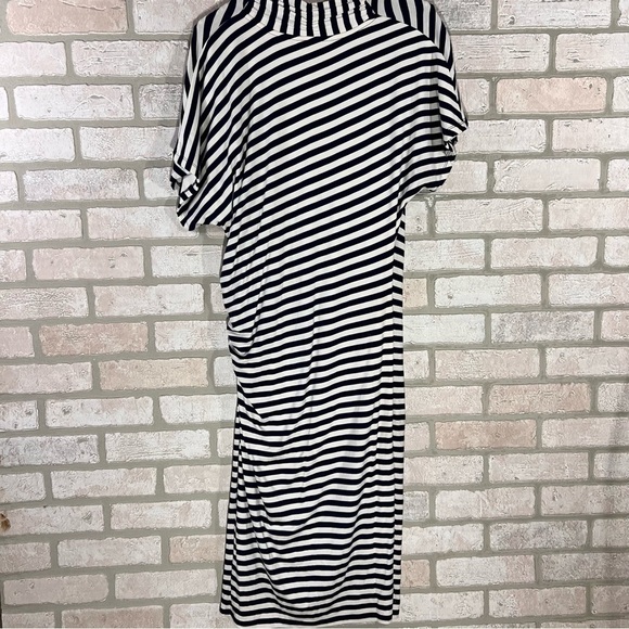 Boden Crossover Ruched Nautical Striped Midi Dress Size 8L - Picture 4 of 10